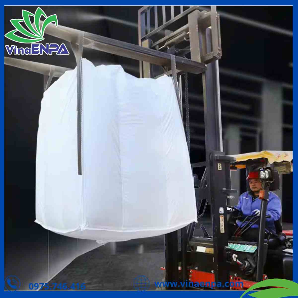 Hình ảnh: sử dụng bao jumbo cùng với xe nâng
